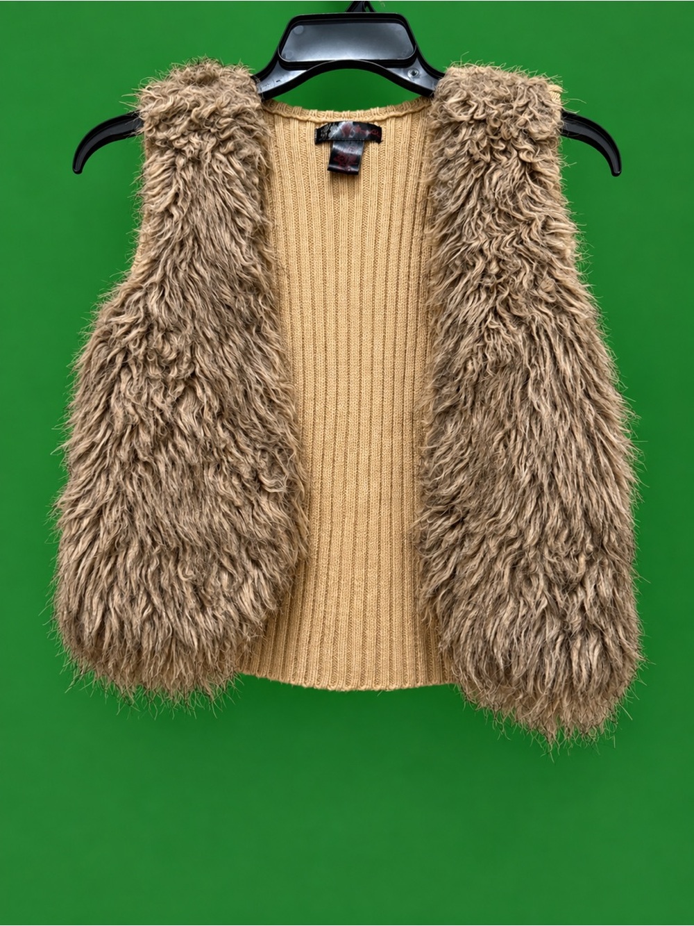 Textured Faux Fur Sleeveless Vest - Taupe